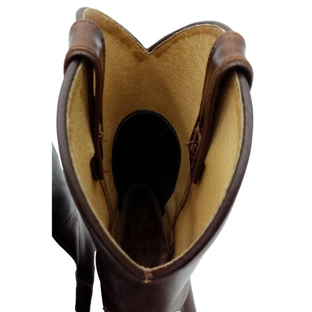 Sancho Men's Cowboy Boots Size 44 Brown Leather Snipped Toe Made in Spain 10 US - Picture 9 of 16